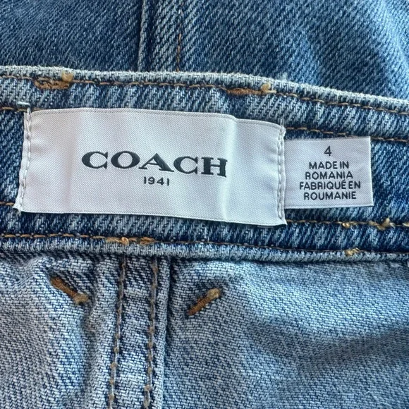 Coach Blue 100% Cotton Denim Patchwork ButtonUp Skirt Sequin Embroidery (Size 4) - Picture 12 of 13